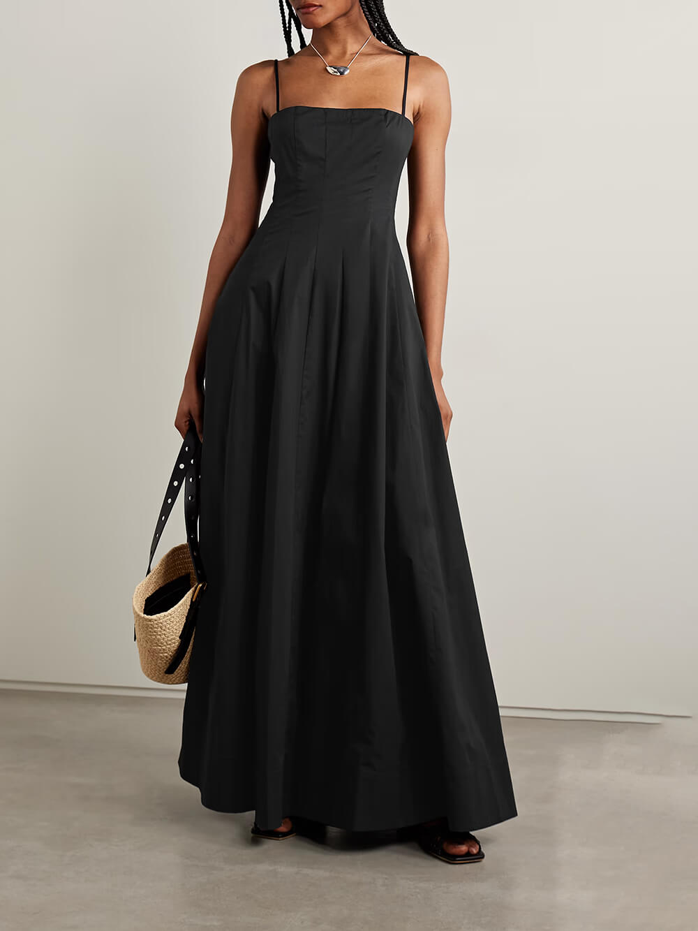 Classic Ruched Off-Shoulder A-Line Maxi Dress