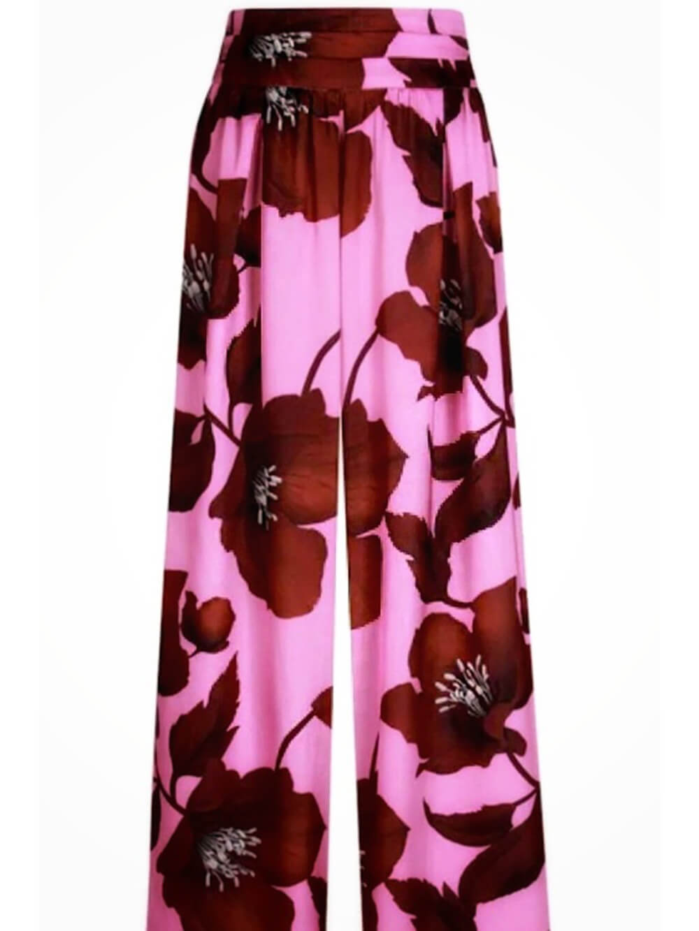 Unique Floral Print Loose High-Waist Wide-Leg Pants