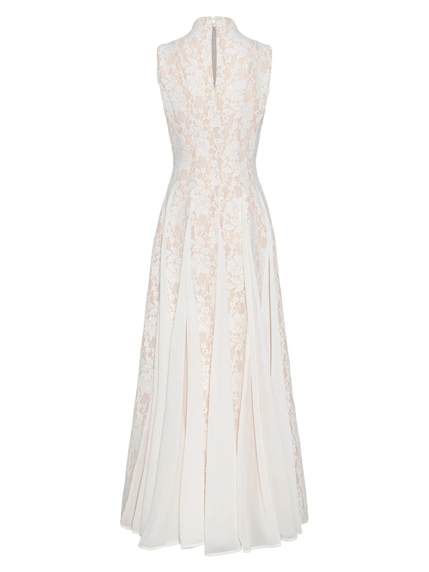 Elegant High Neck Lace Panel Maxi Dress