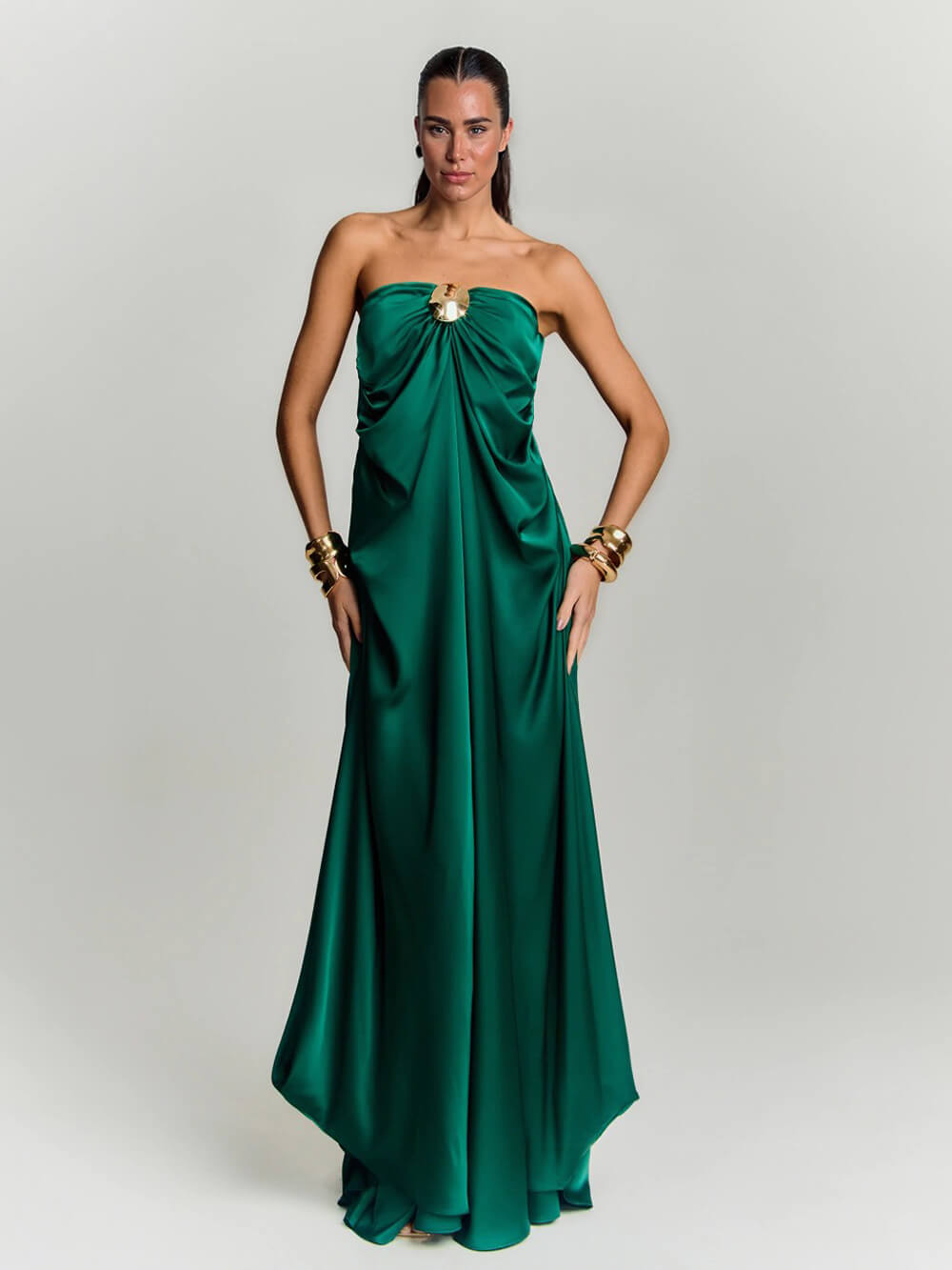 Elegant Backless Strapless Party Maxi Dress