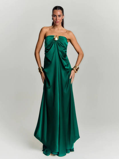 Elegant Backless Strapless Party Maxi Dress