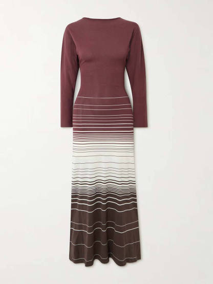 Casual Twist-Back Striped Print Maxi Dress