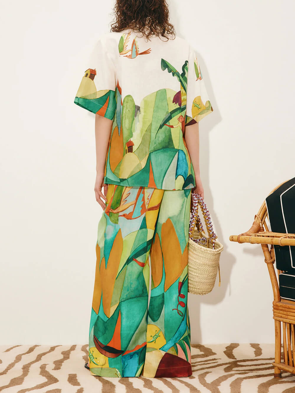 Unique Modern Linen Abstract Print Button-Down Shirt