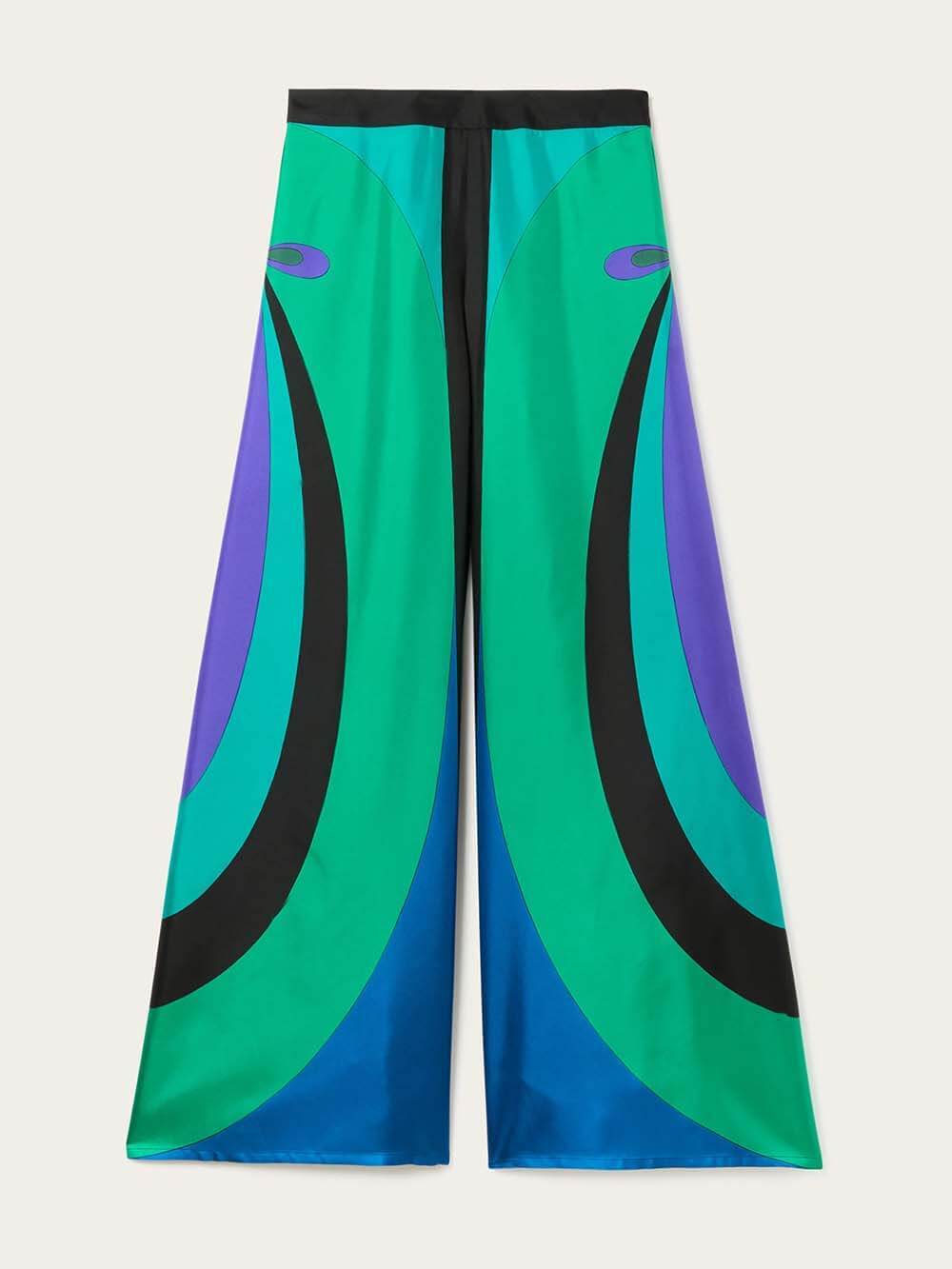 Unique Rainbow Print High-Waisted Wide-Leg Pants