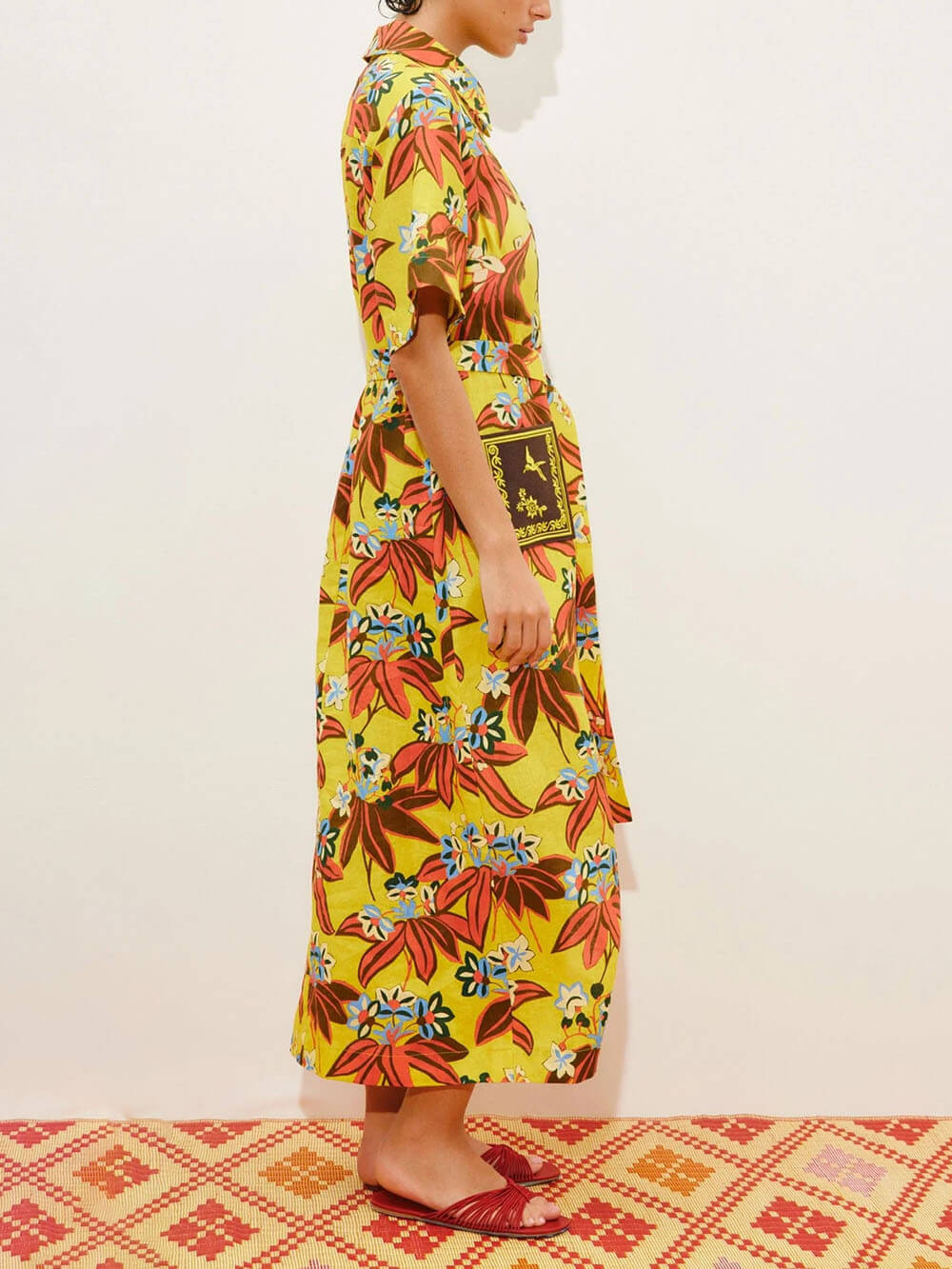 Unique Floral Print Midi Shirtdress