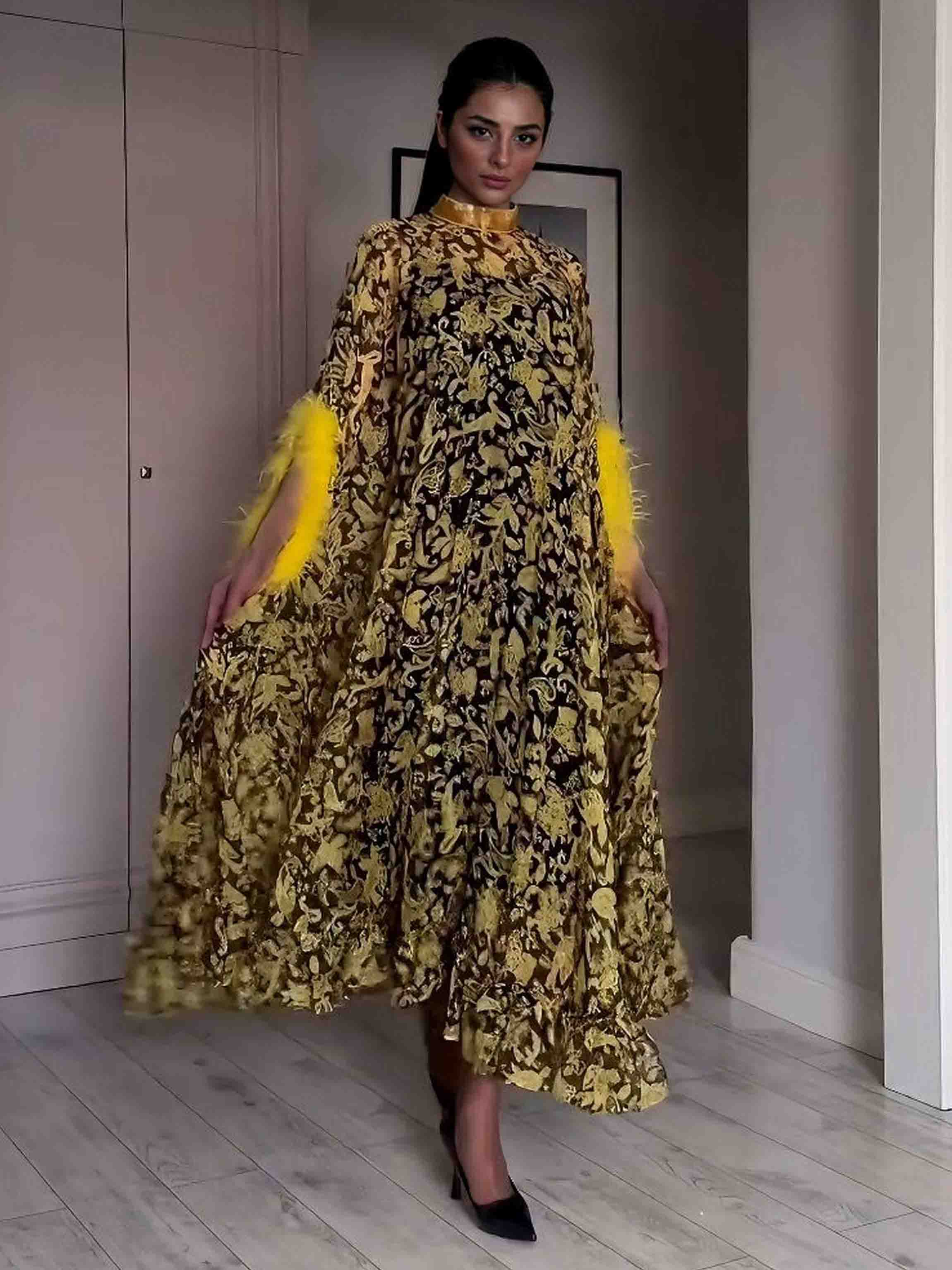 Exquisite Chiffon Printed Kaftan Maxi Drasss