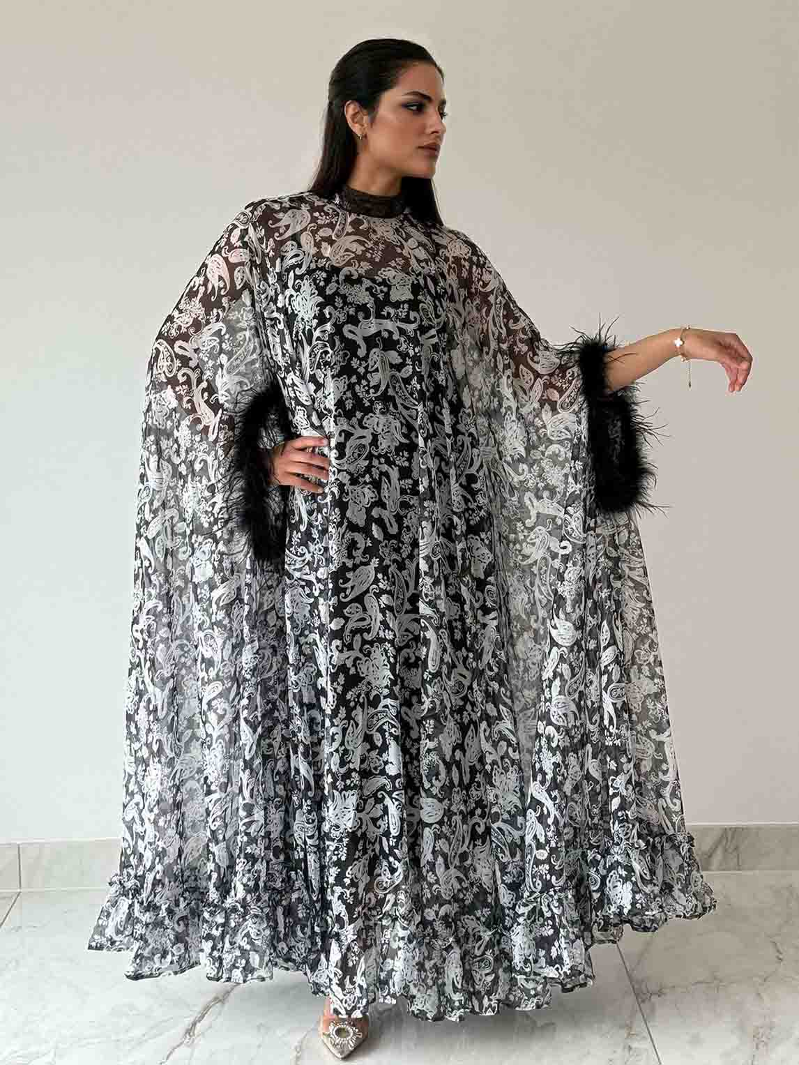 Exquisite Chiffon Printed Kaftan Maxi Drasss