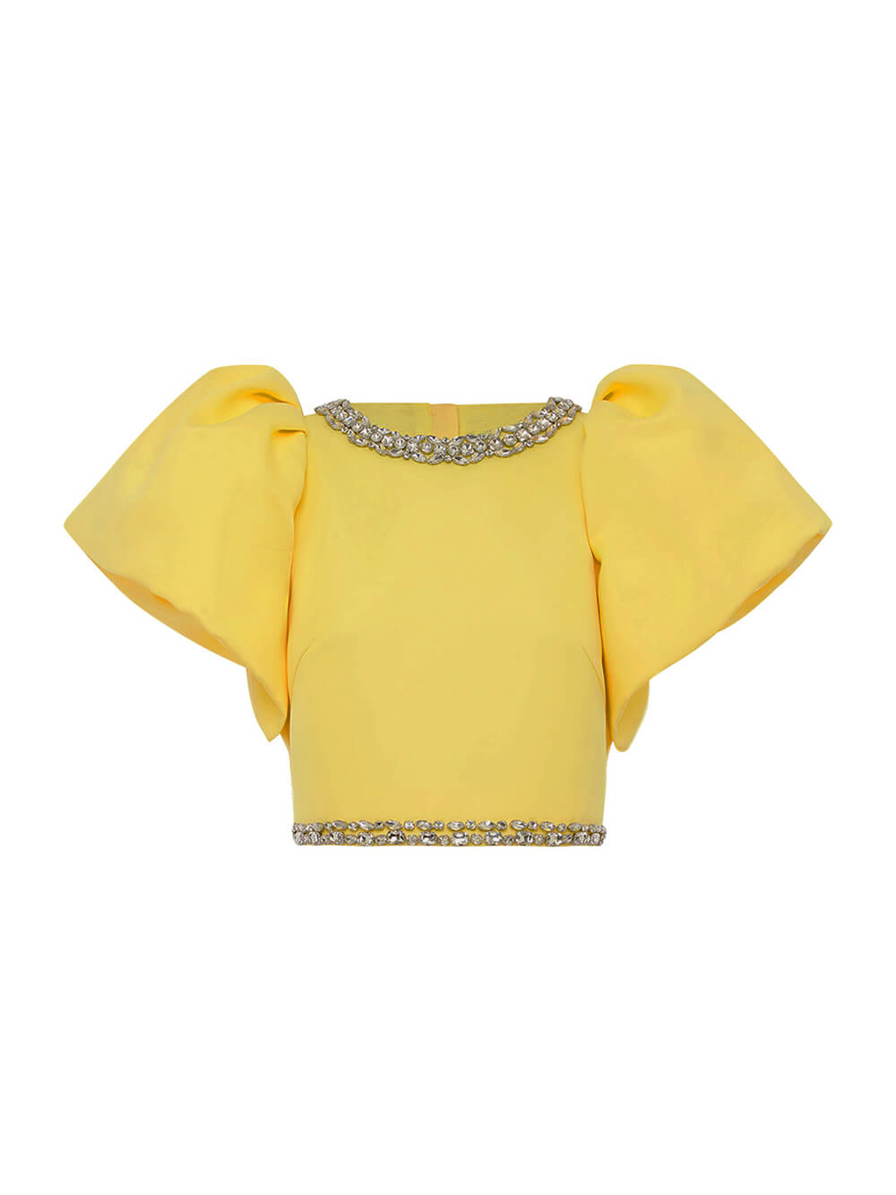 Exquisite Rhinestone-Embellished Puff Sleeve Top And Slit Maxi Skirt Set