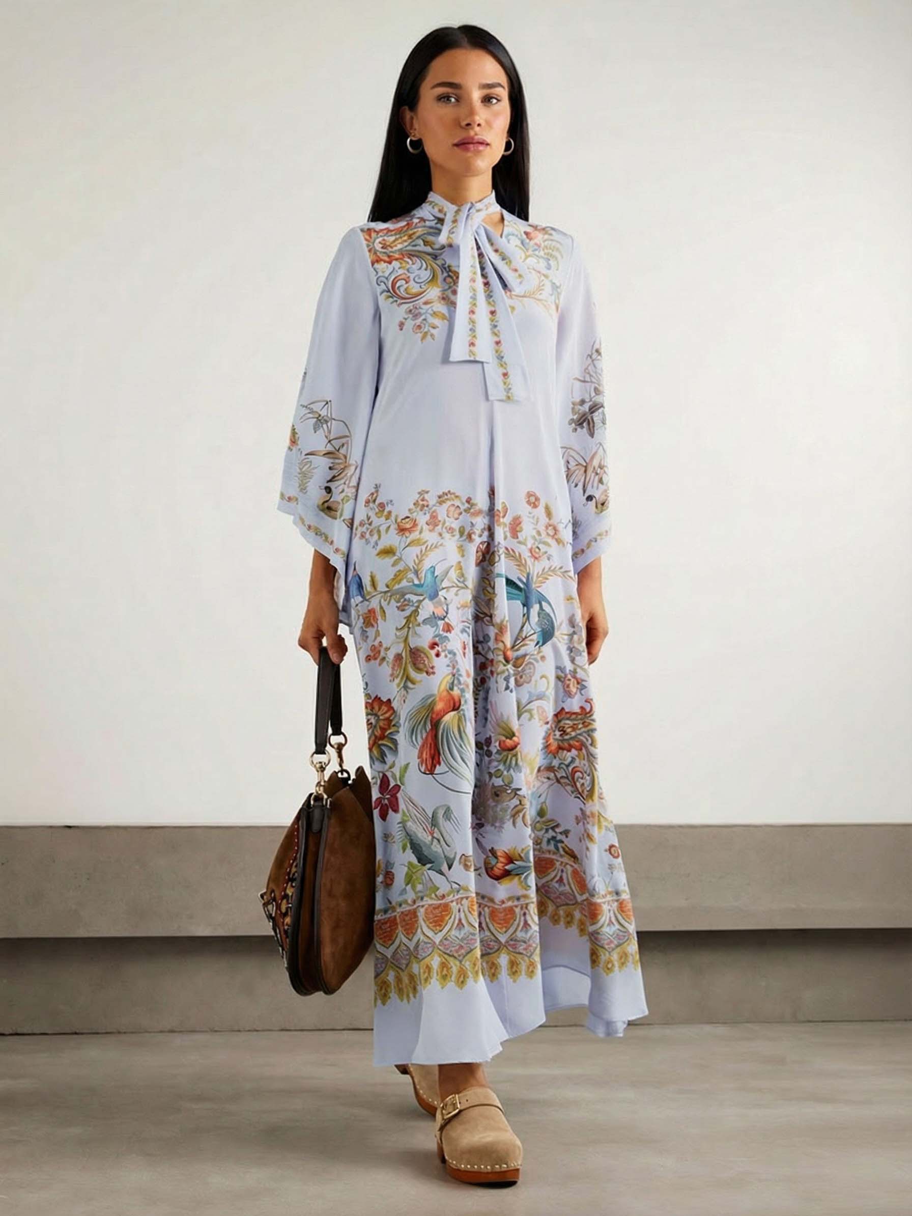 Exquisite Bow Print Maxi Dress