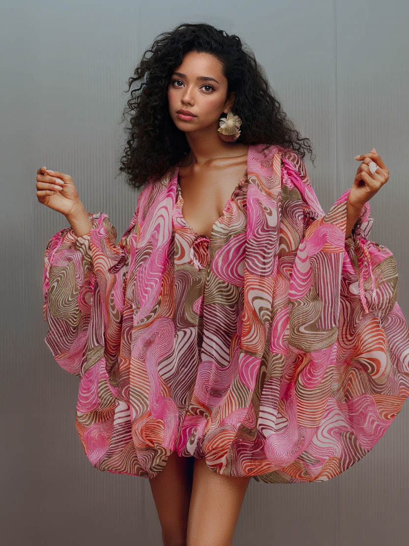 Playful Art Print Bubble Mini Dress