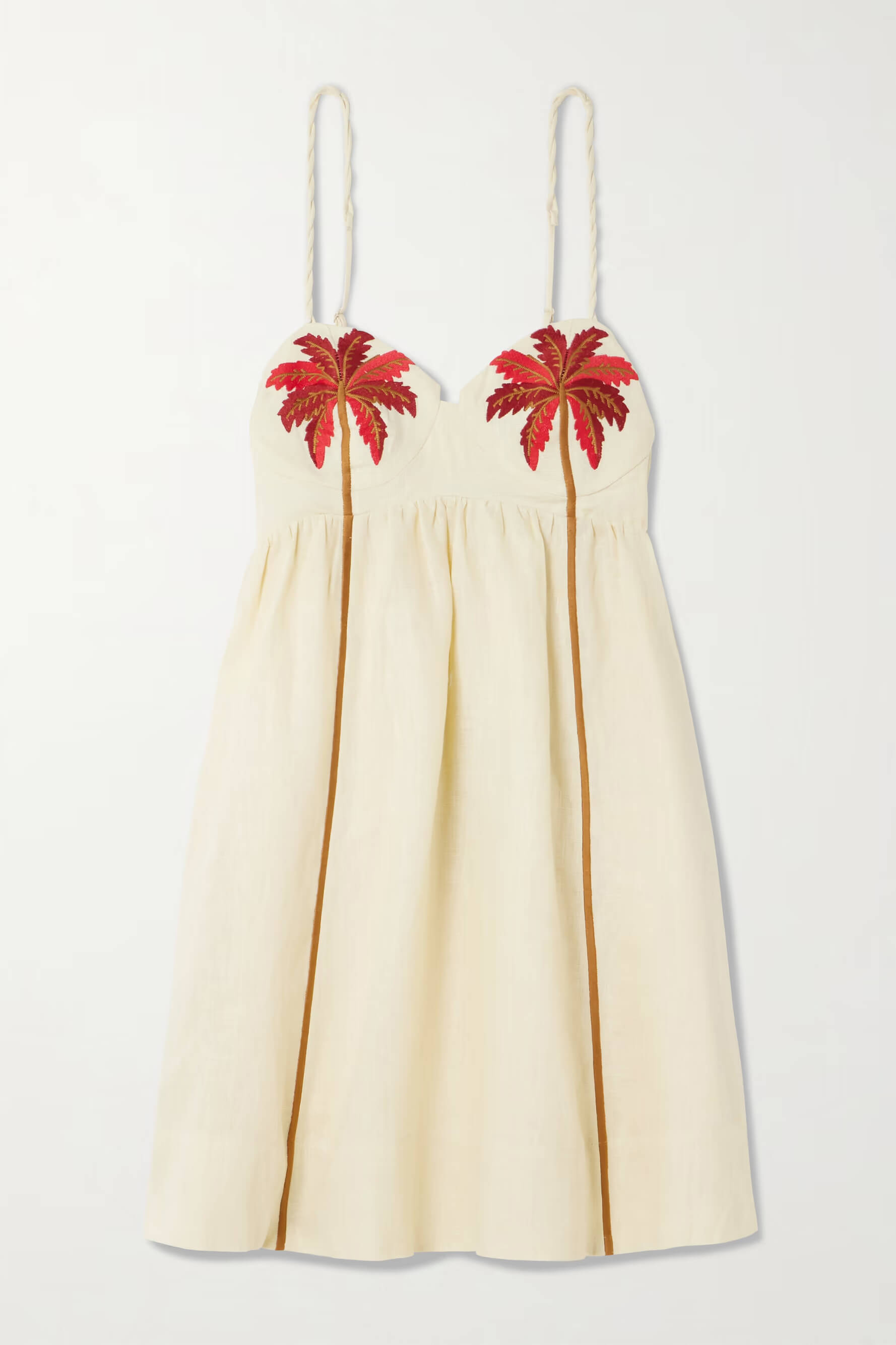 Retro Unique Palm Tree Print Linen Mini Dress