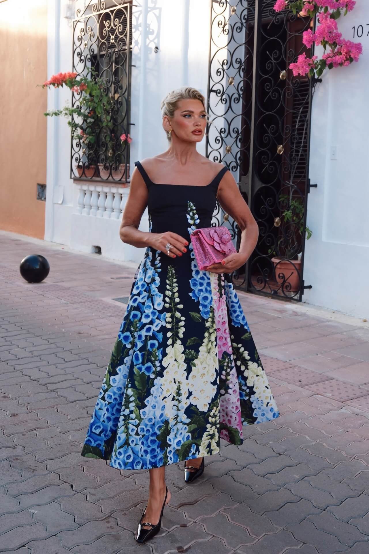 Exquisite Floral Print A-line Midi Dress