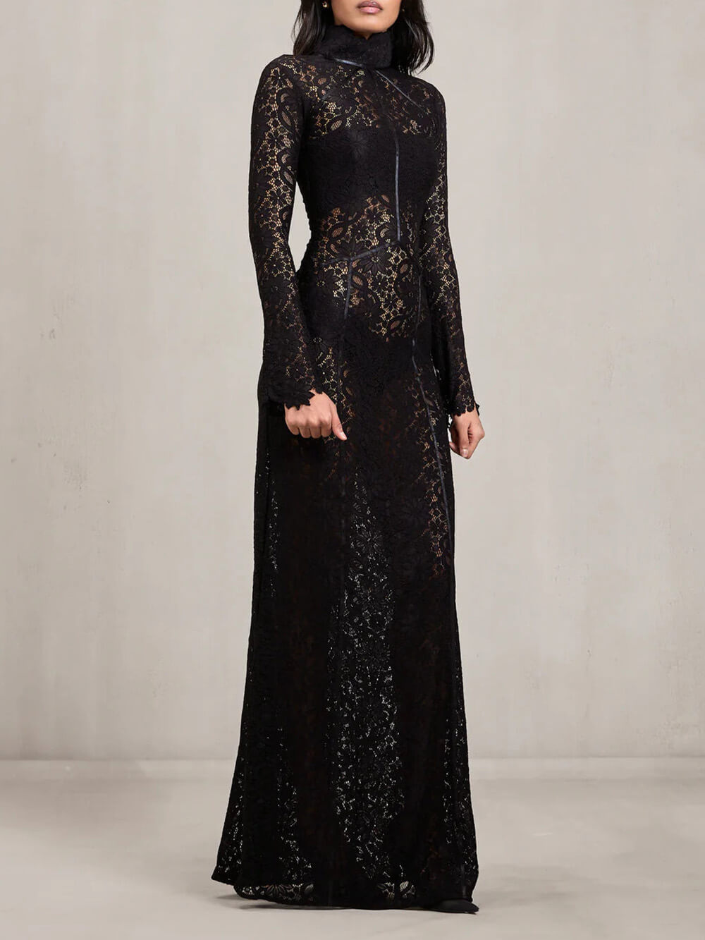 Elegant Cutout Lace A-Line Maxi Dress