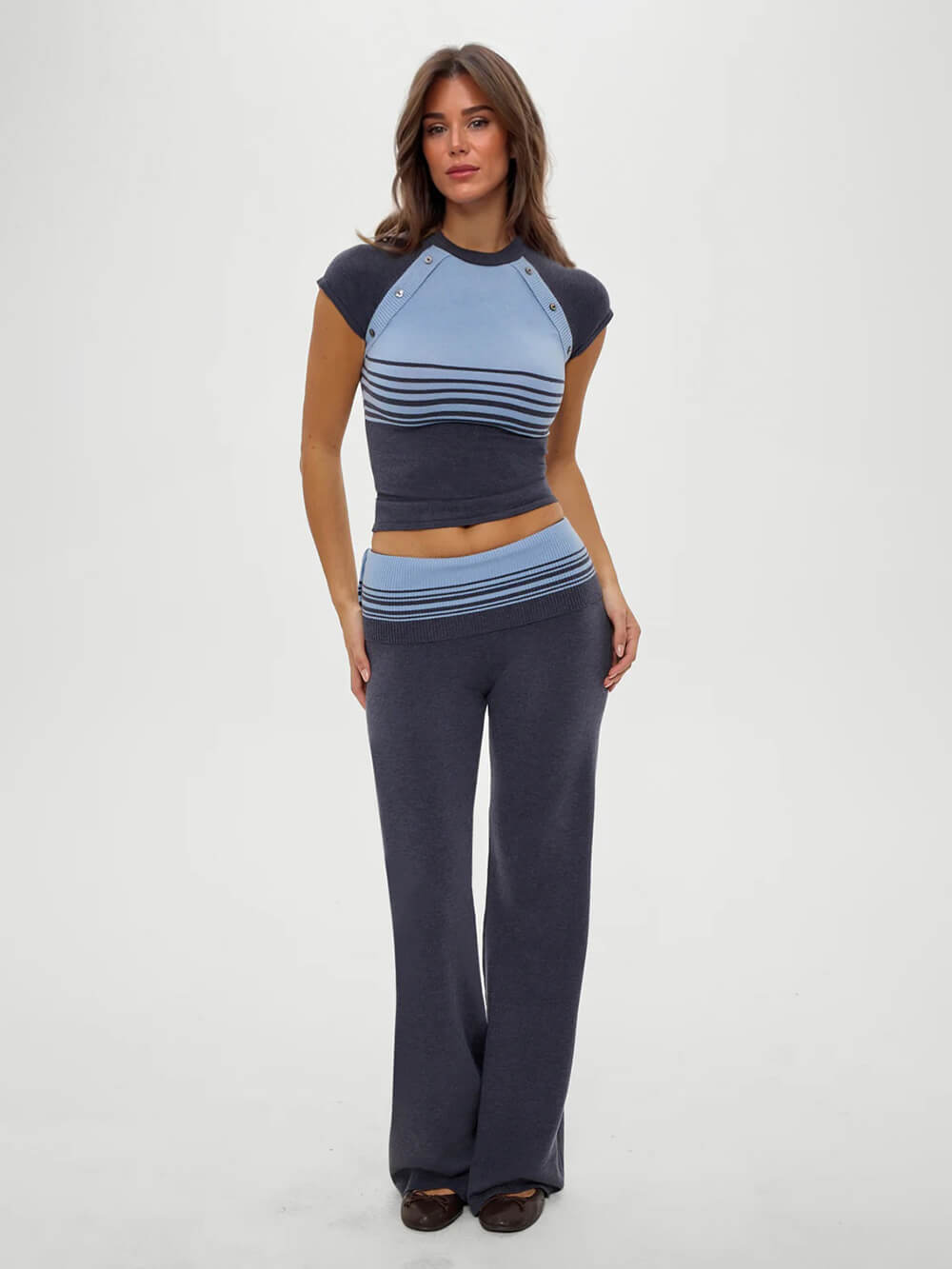 Retro Striped Button-Detail Knit Shirt