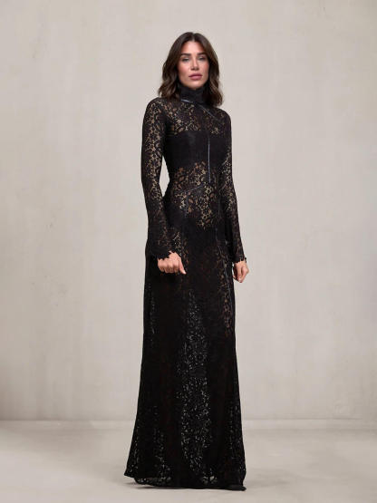 Elegant Cutout Lace A-Line Maxi Dress