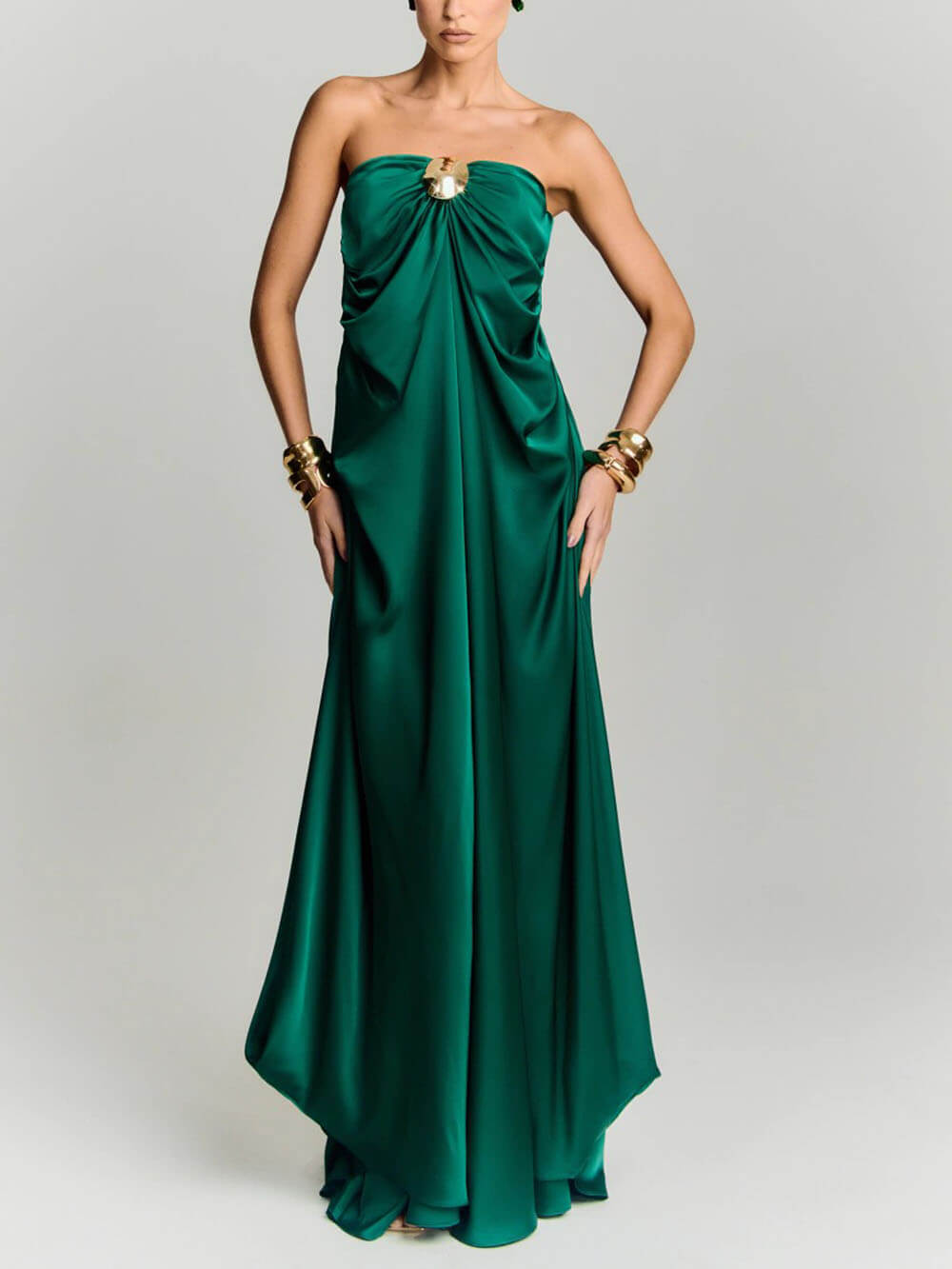 Elegant Backless Strapless Party Maxi Dress