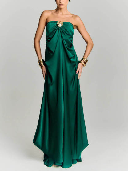 Elegant Backless Strapless Party Maxi Dress