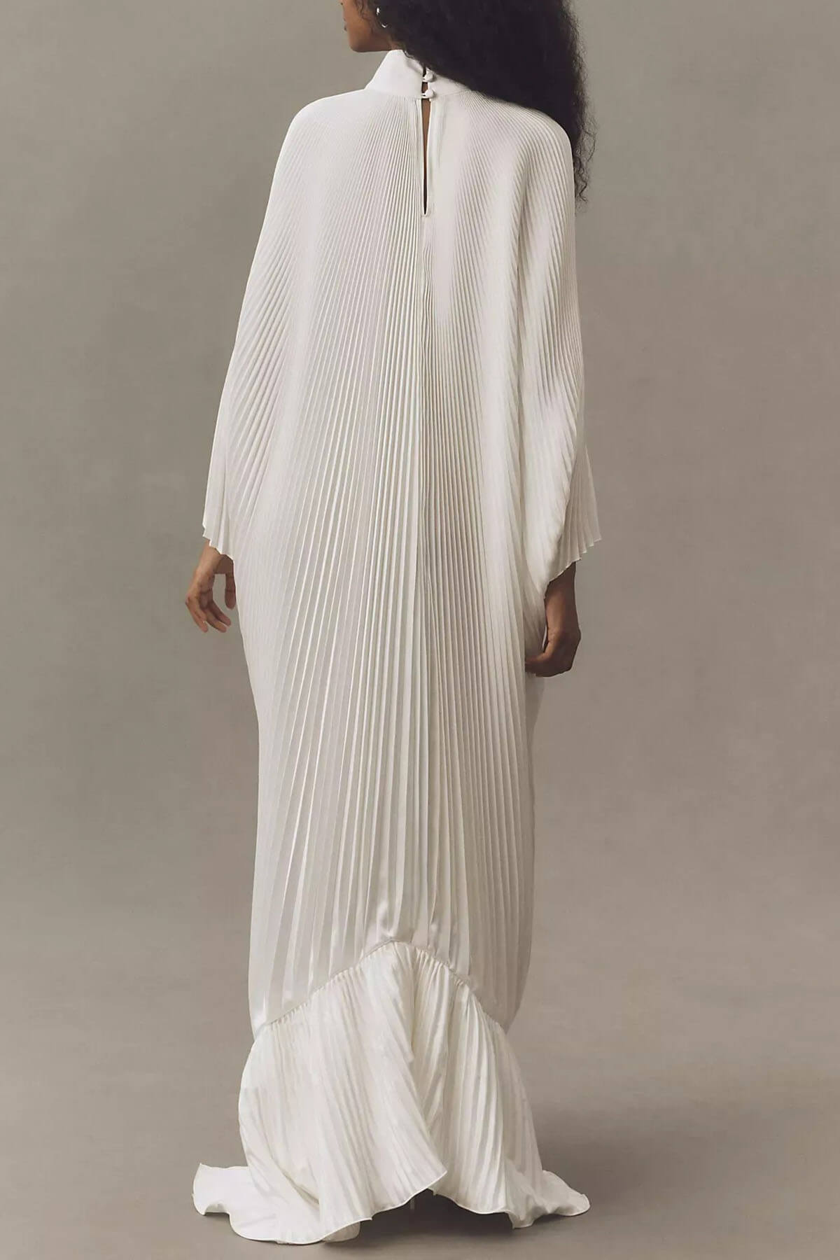 Elegant Empire Style Long-Sleeve V-Neck Pleated Maxi Dress