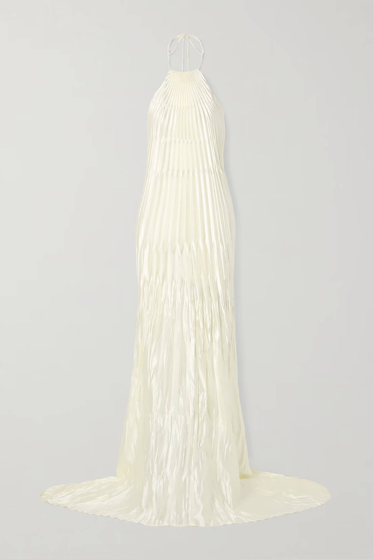 Elegant Pleated Satin Backless Maxi Dress