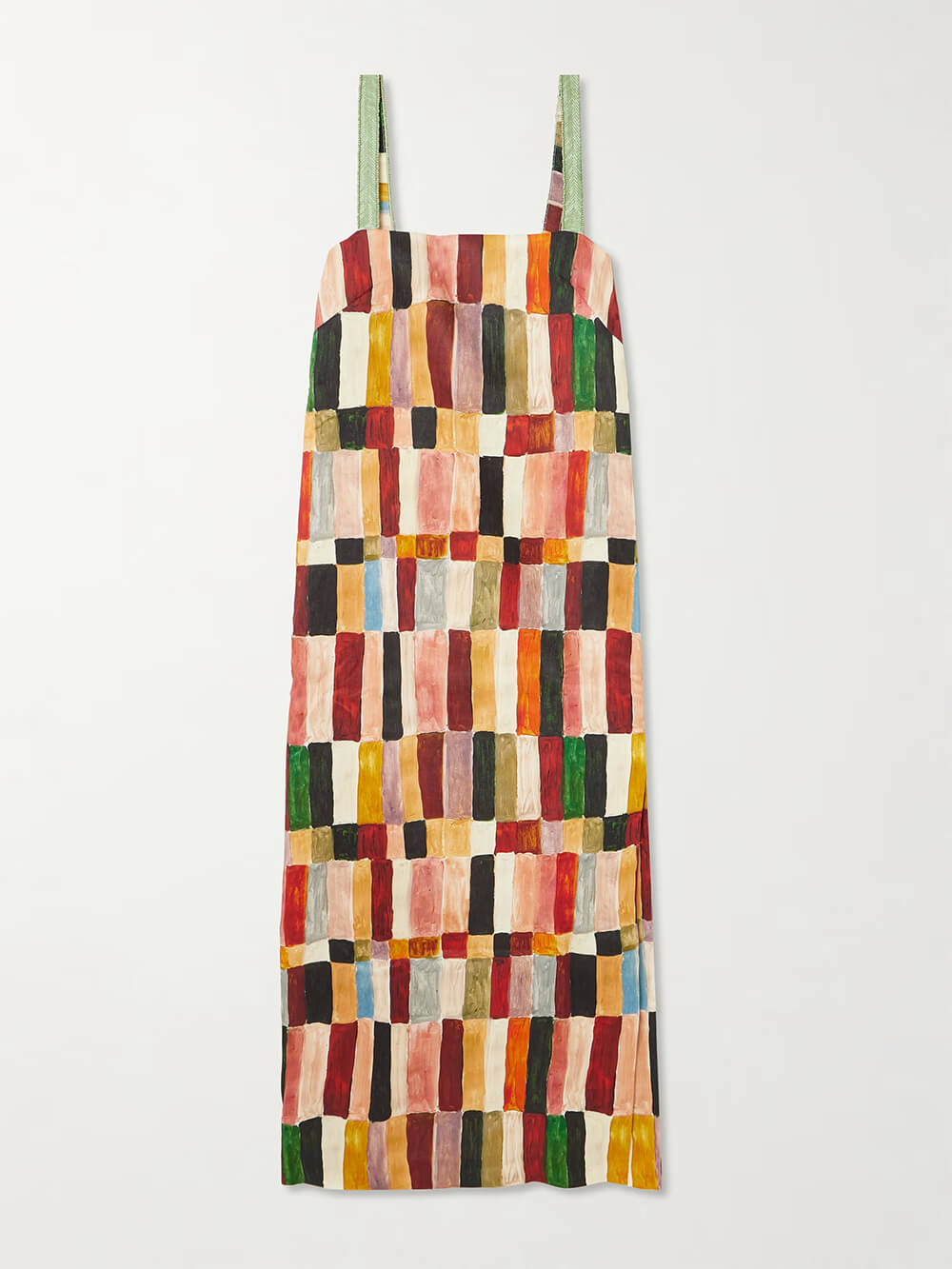 Unique Geometric Print Linen Backless Midi Dress