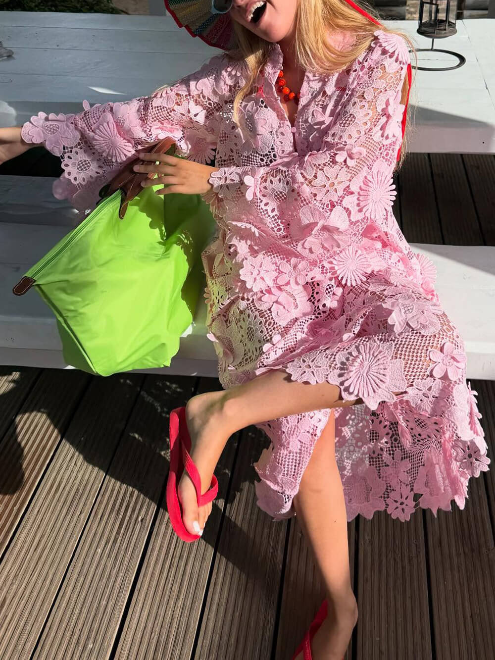 Bohemian Openwork Lace Crochet Maxi Dress