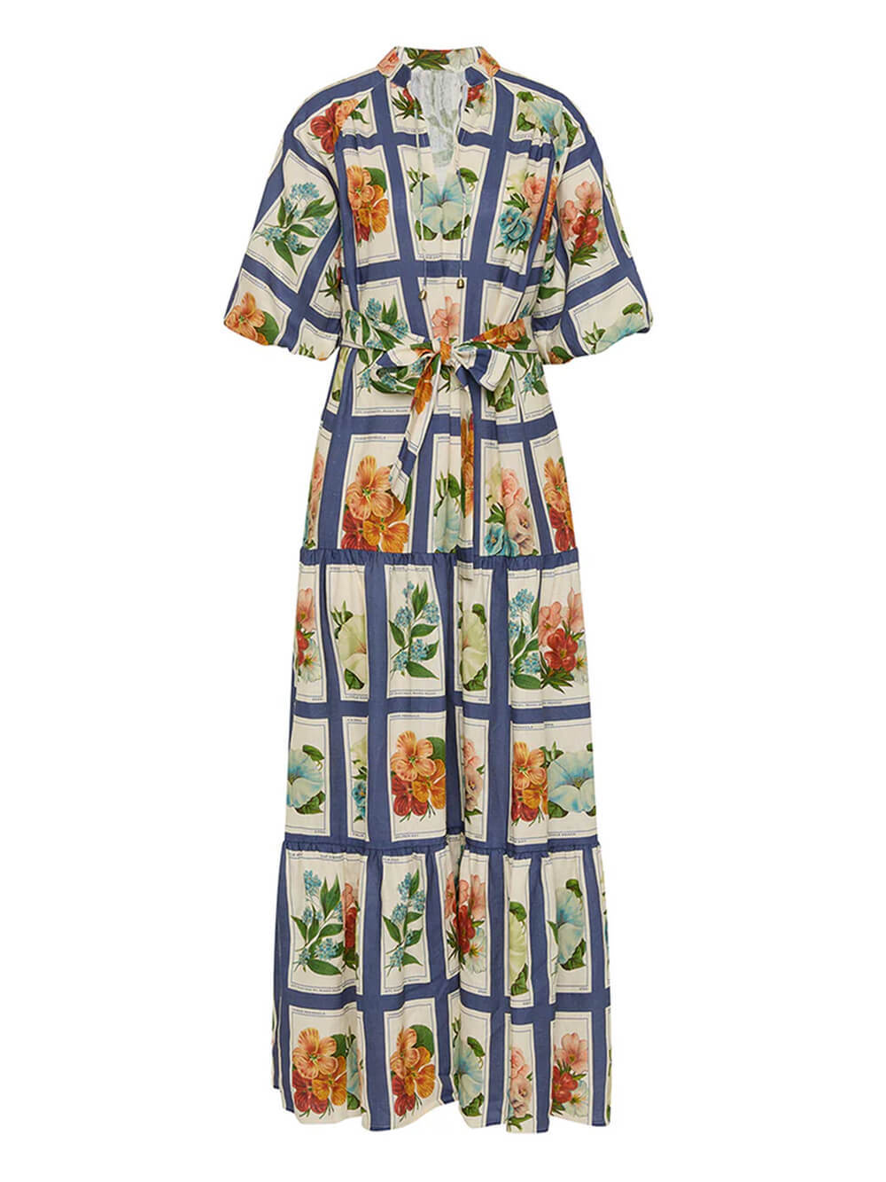 Retro Botanical Print Maxi Dress