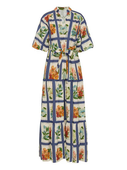 Retro Botanical Print Maxi Dress