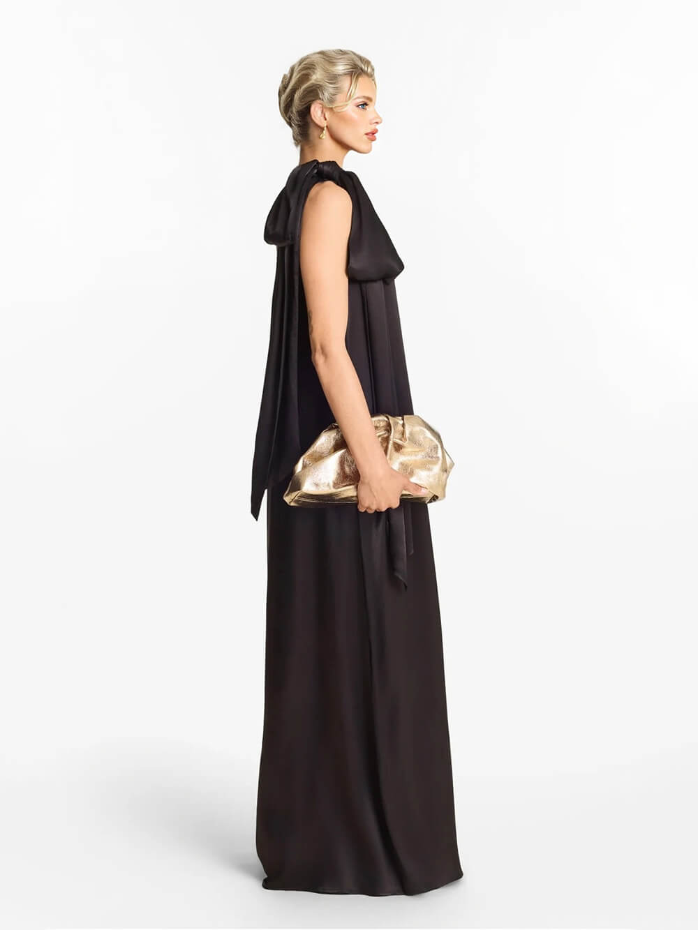Elegant One-Shoulder Bow-Detail Flowing Maxi Dress