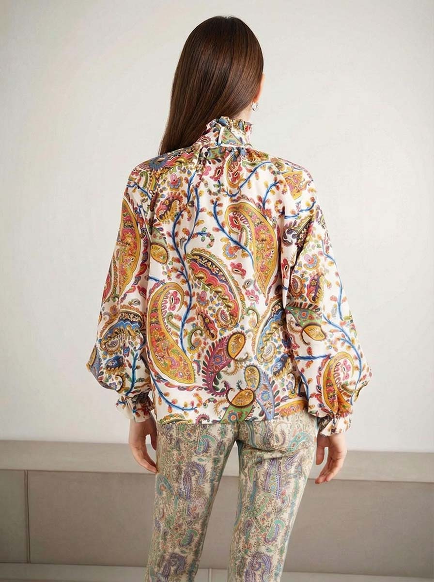 Exquisite Paisley Print Straight Pants