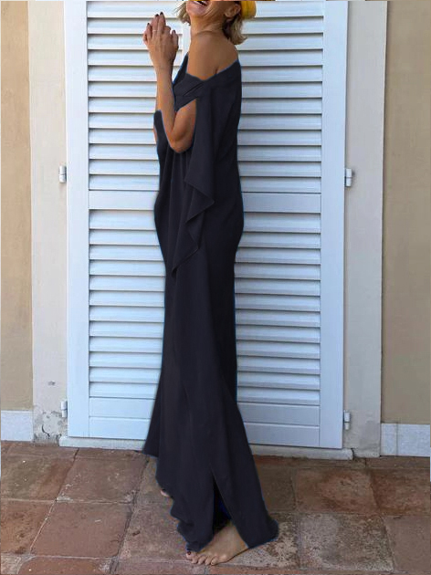 Elegant One-Shoulder Draped Maxi Dress
