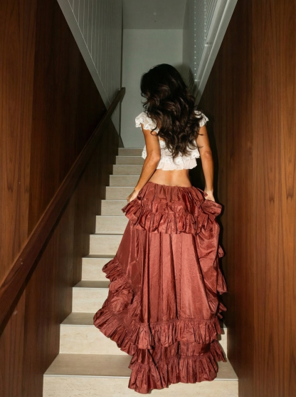 Sexy Lace Vest & Ruffled Skirt Two-piece Set