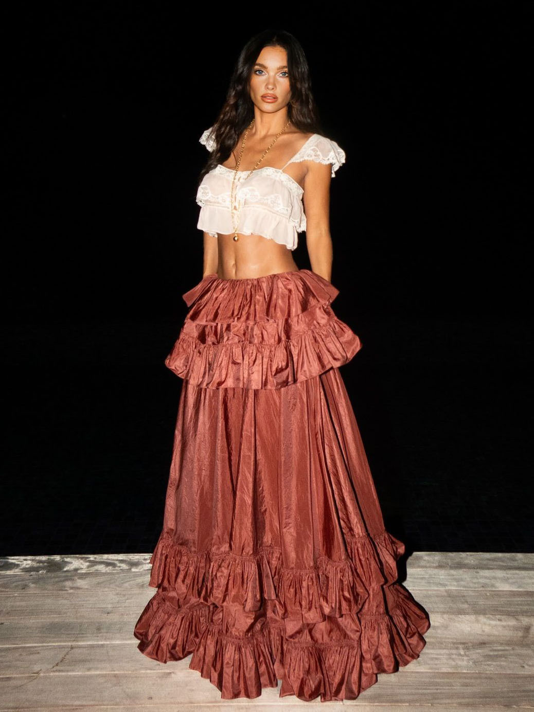 Sexy Lace Vest & Ruffled Skirt Two-piece Set