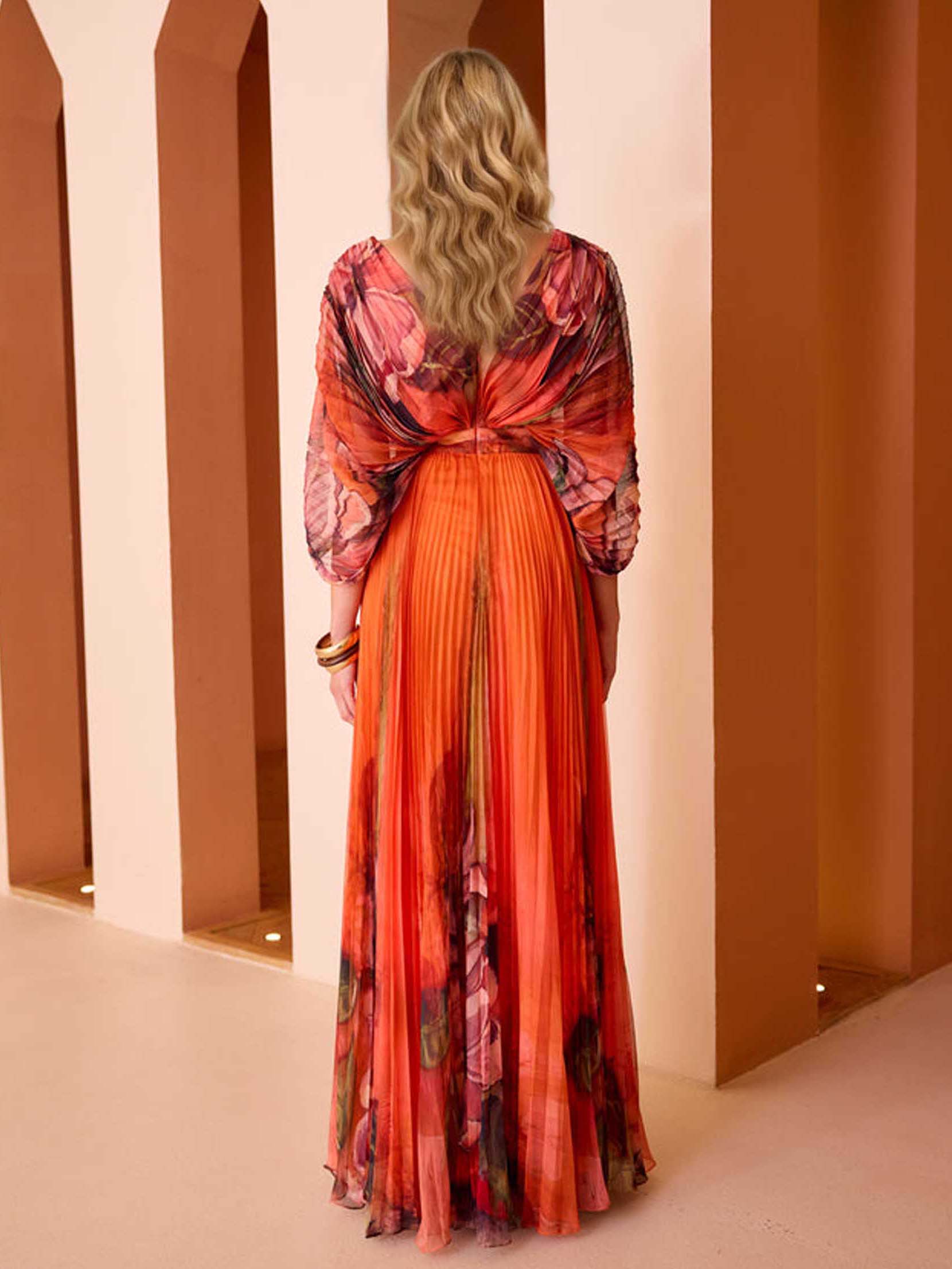 Elegant Floral Chiffon Pleated Blouse