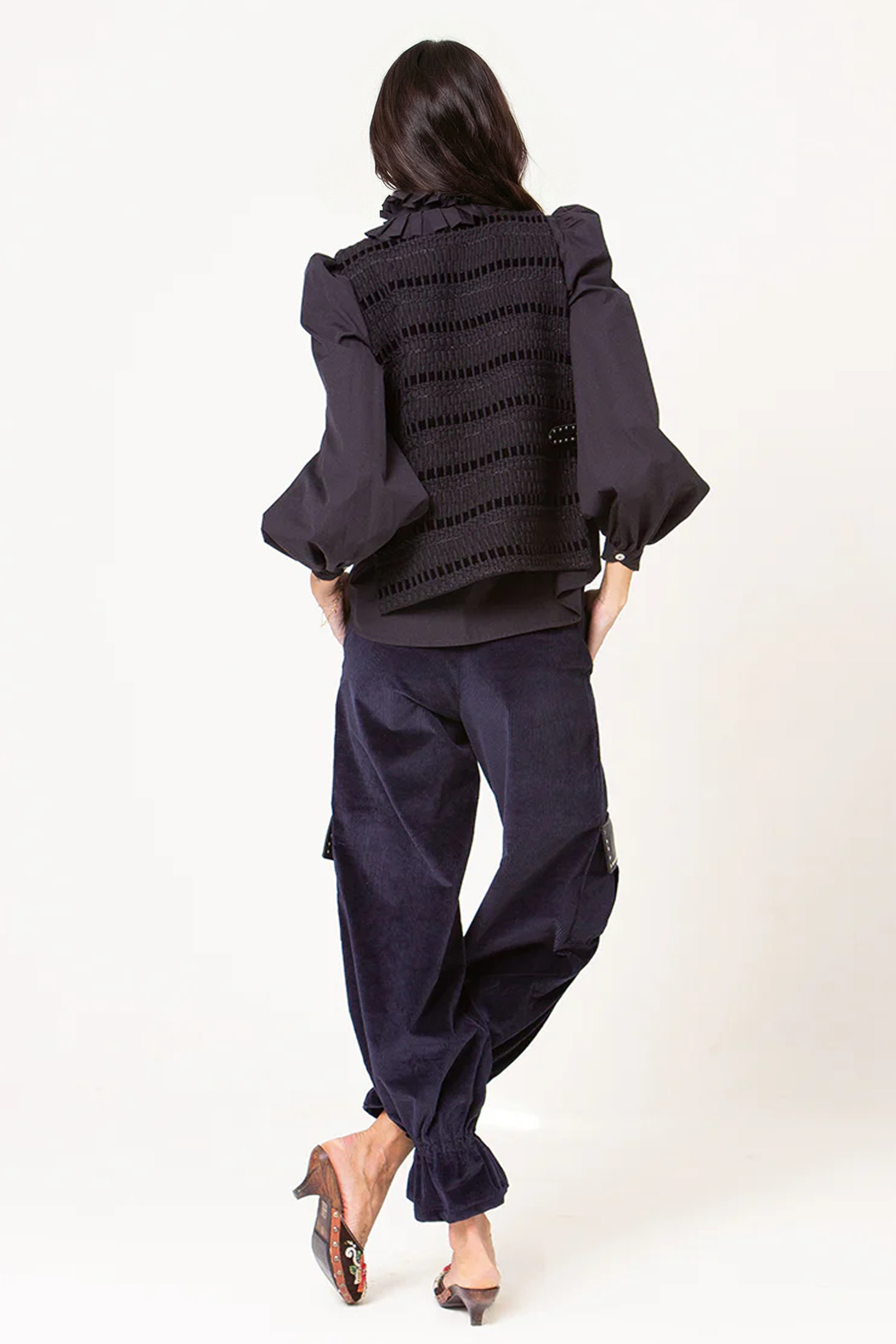 Retro Fashion Corduroy Drawstring Tapered Pants