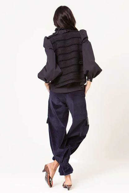 Retro Fashion Corduroy Drawstring Tapered Pants