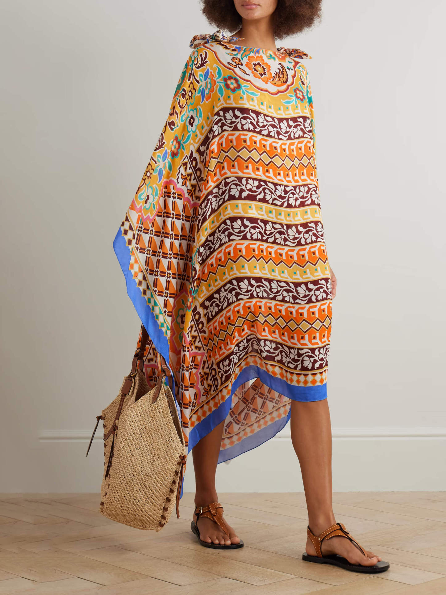 Unique Asymmetric Printed Satin Midi Dress