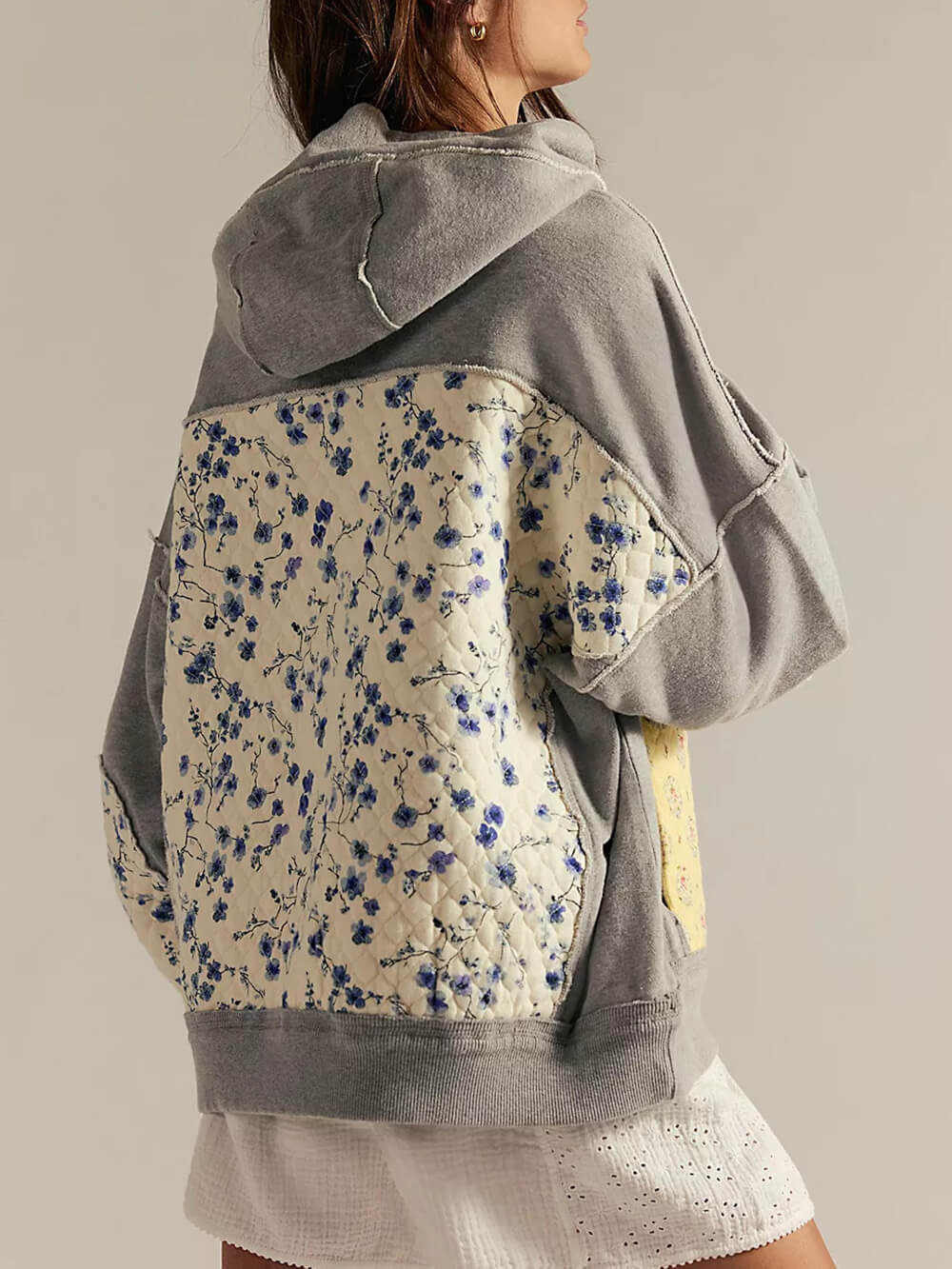 Casual Embroidered Patchwork Hoodie