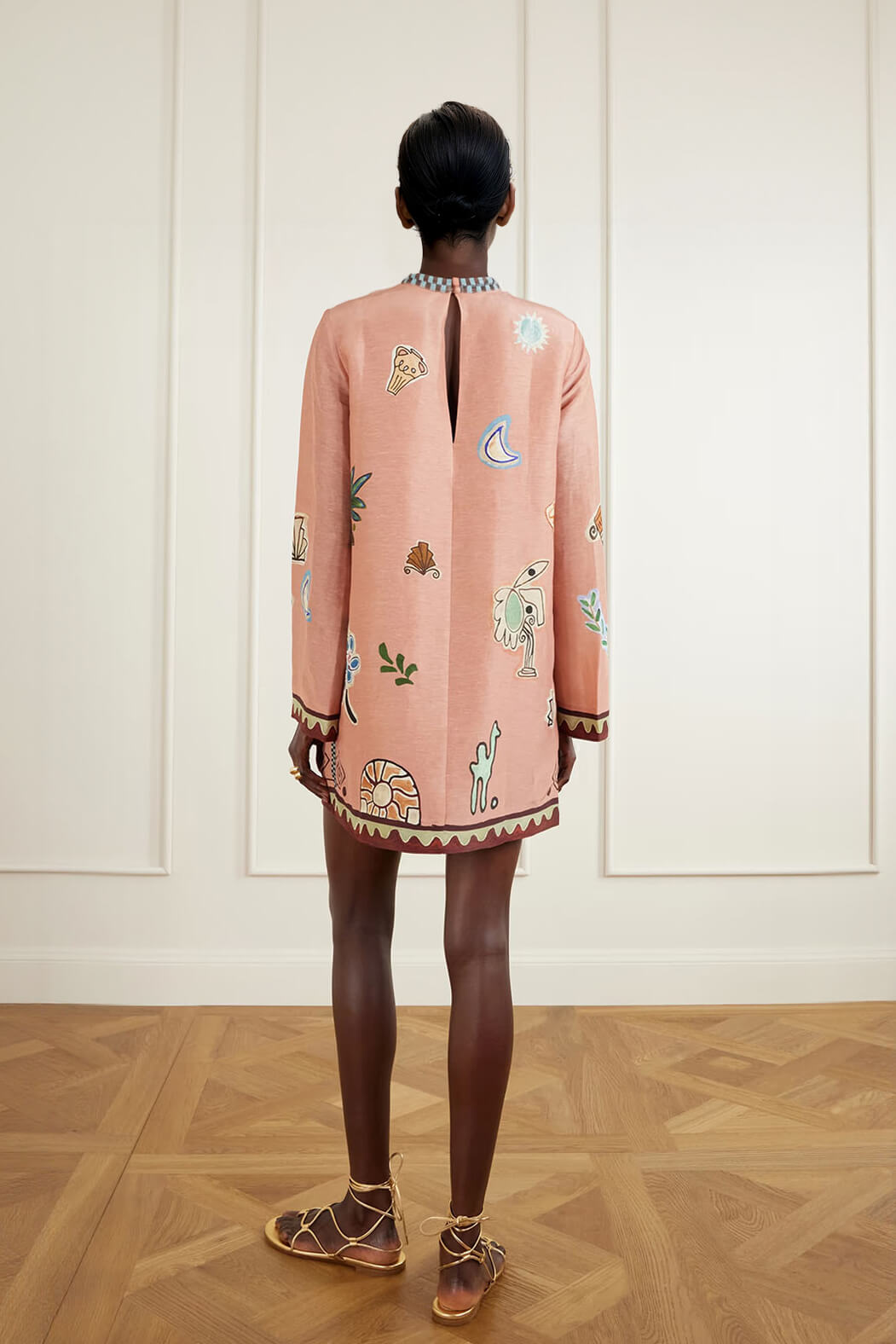 Fashionable Printed Linen Mini Dress