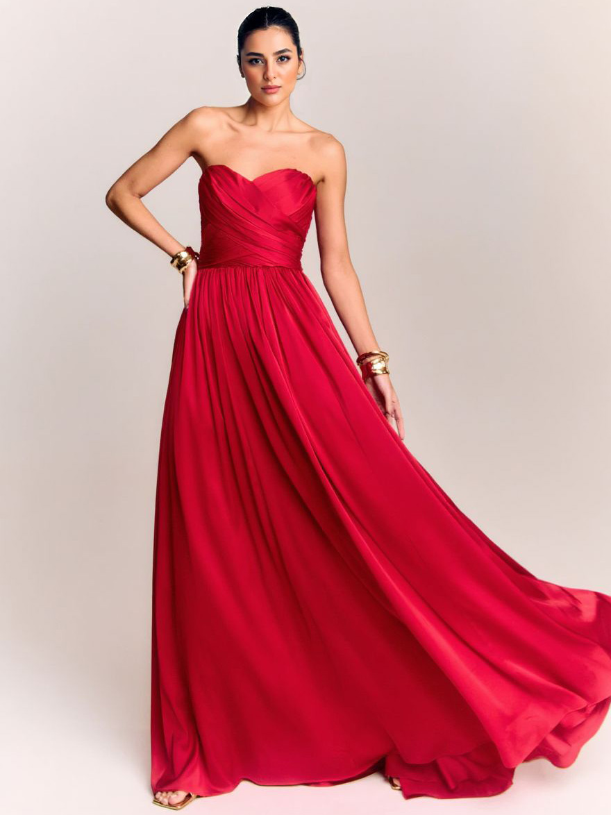 Elegant Strapless Floor-Length Evening Maxi Dress