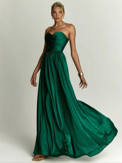 Elegant Strapless Floor-Length Evening Maxi Dress