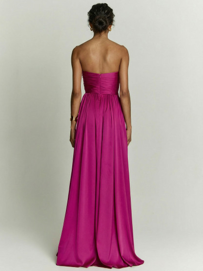 Elegant Strapless Floor-Length Evening Maxi Dress
