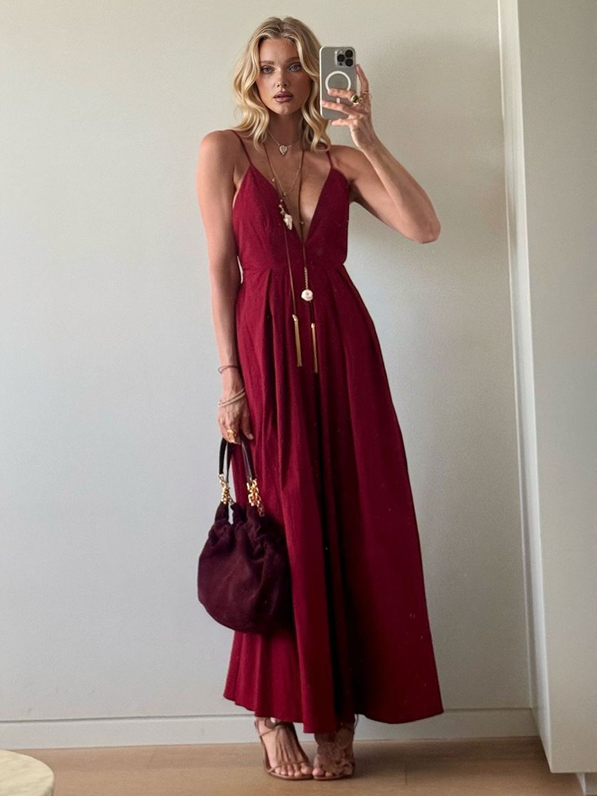 Casual Deep V-Neck Camisole Maxi Dress