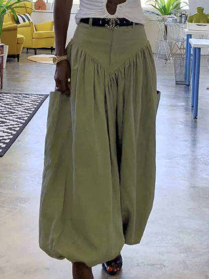 Unique Deep V-Neck Pleated Sleeveless Tank Top