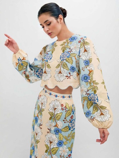 Retro Floral Embroidered Midi Skirt