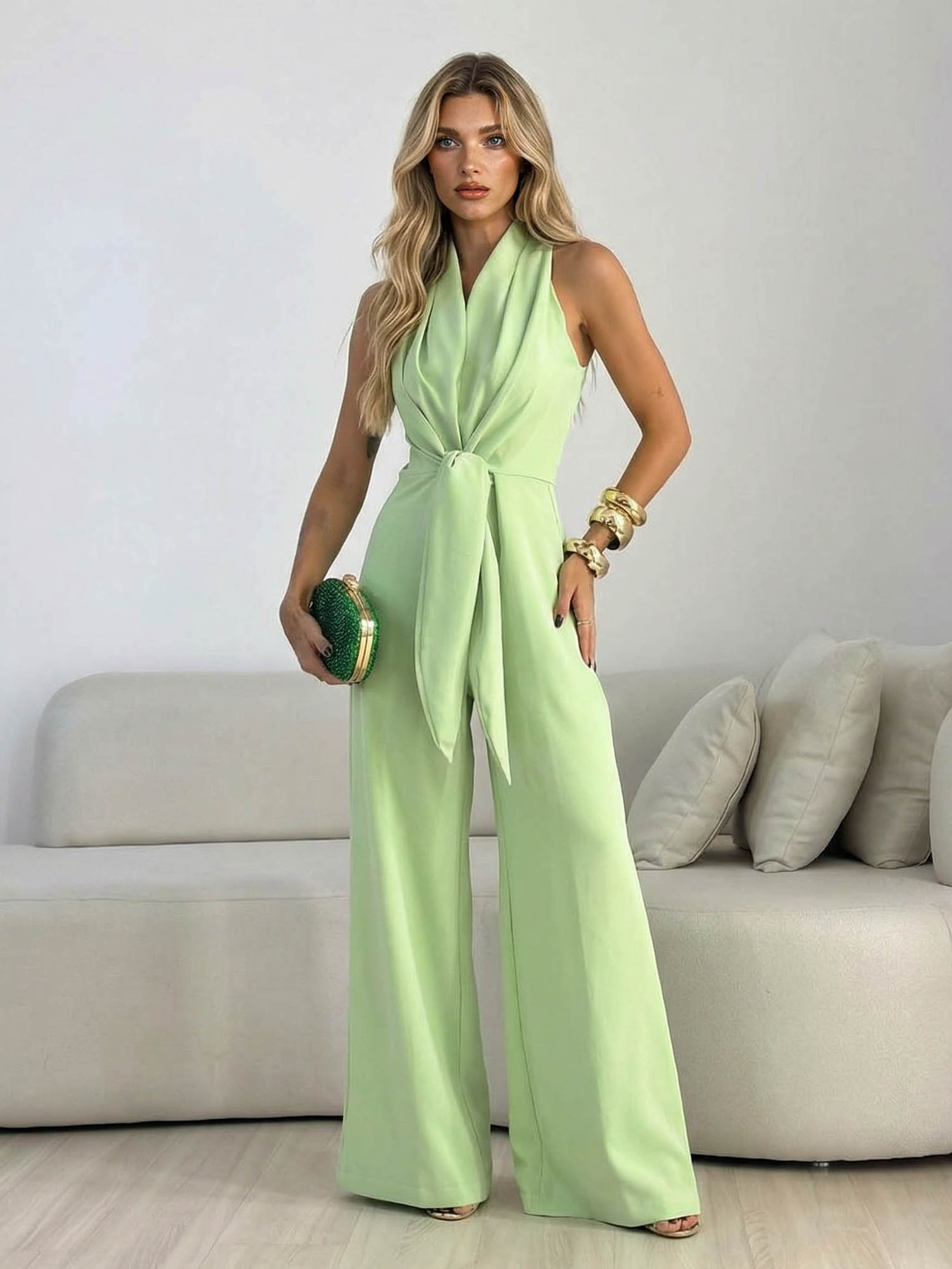 Elegant Halter Neck Wide-Leg Jumpsuit