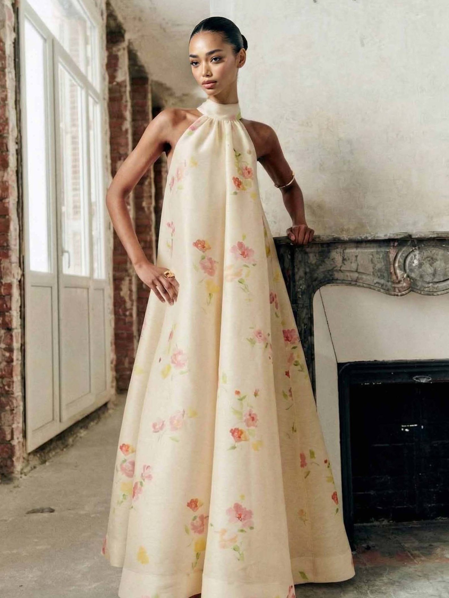 Exquisite Floral Print Sleeveless Maxi Dress