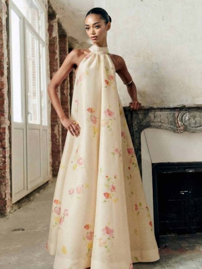 Exquisite Floral Print Sleeveless Maxi Dress