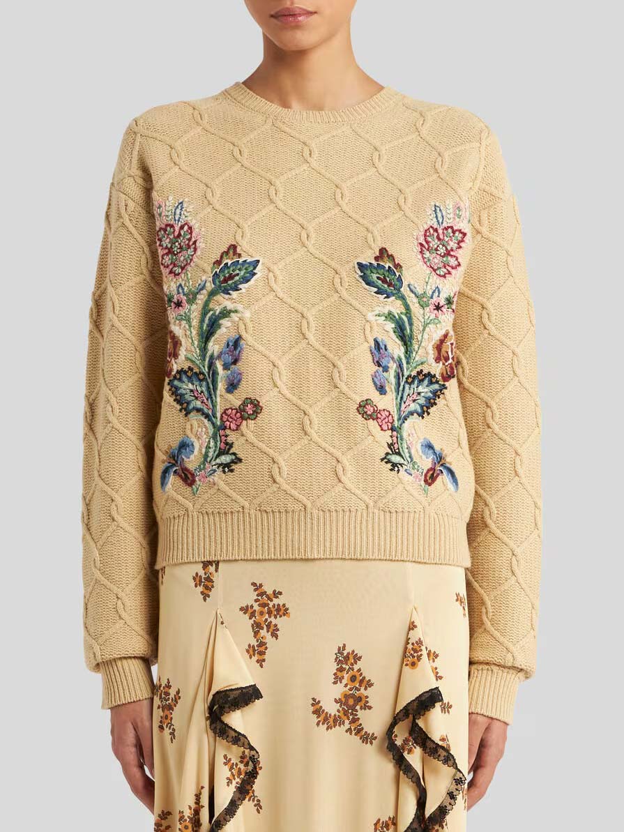 Rose Embroidered Knitted Cardigan