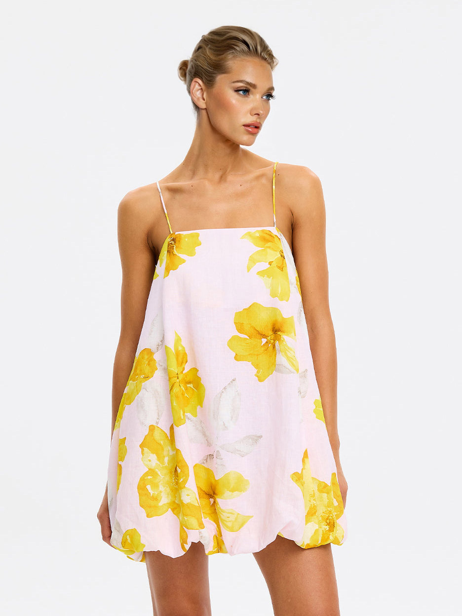 Spaghetti Strap Square Neck Floral Mini Dress