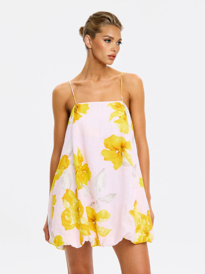 Spaghetti Strap Square Neck Floral Mini Dress